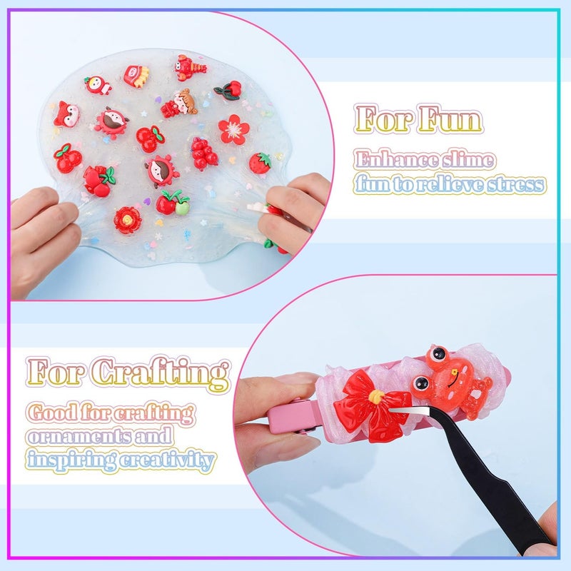 Glitzest 100PCS TINKRSTUFF Red Slime Charms Jelly Cute Flatback Resin Charms for Slime, Random Kawaii Decoden Charm for Embellishments Phone Junk Case Charms Bulk, Hairpins Scrapbooking Crafting & DIY Decor - Image 5